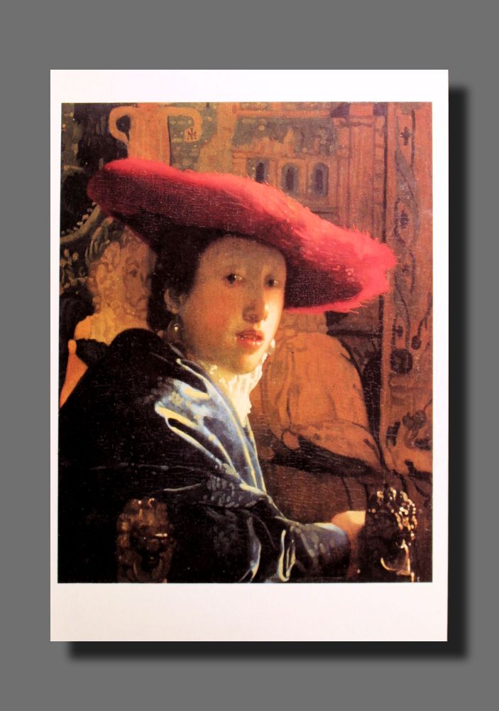 Jan Vermeer - Mädchen mit rotem Hut - Postkarte