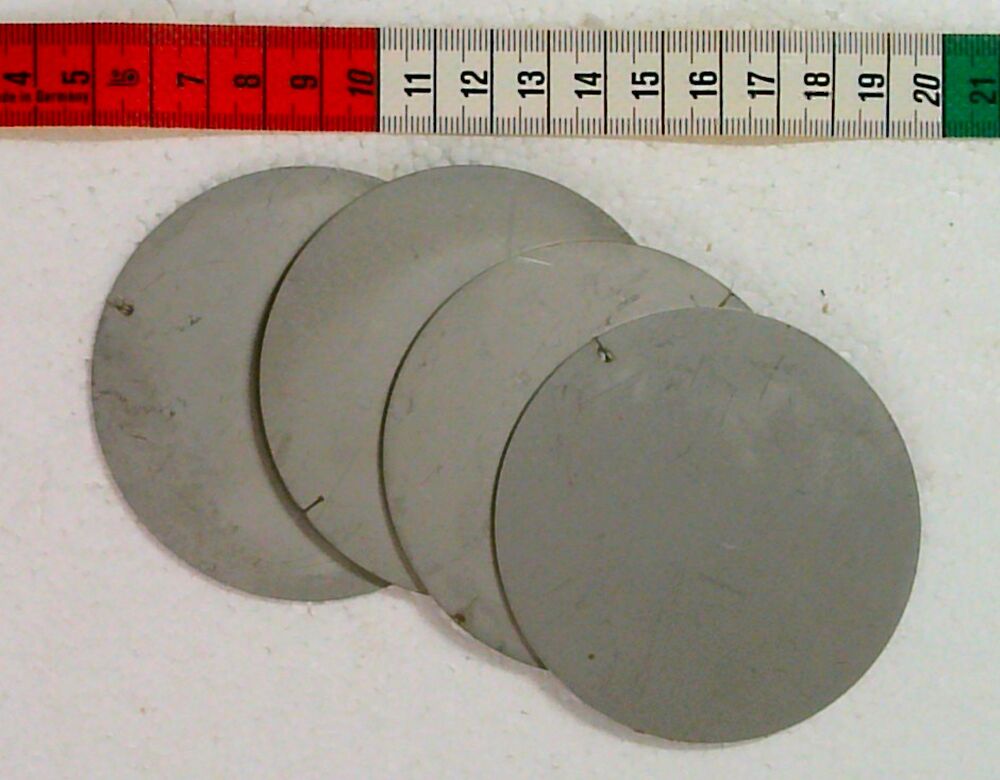 4 Edelstahl Ronden 75 x 1 mm gelasert