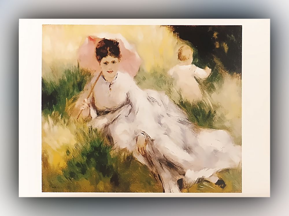 Pierre-Auguste Renoir - Frau mit Sonnenschirm und Kind - Postkarte