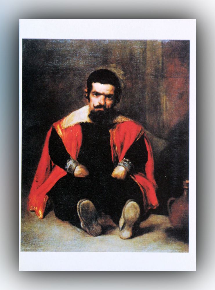 Diego Velázquez - Zwerg, neben einemKrug auf demBoden sitzend (Don Sebastián de Morra?) - Postkarte
