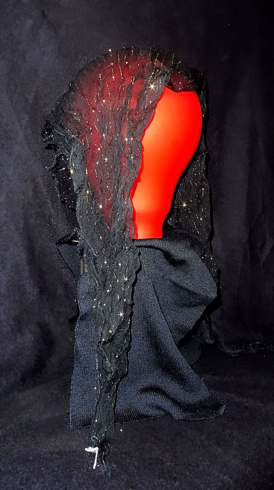 Kopftuch Halstuch Schal Schultertuch - Gaze schwarz mit Goldfäden durchwirkt