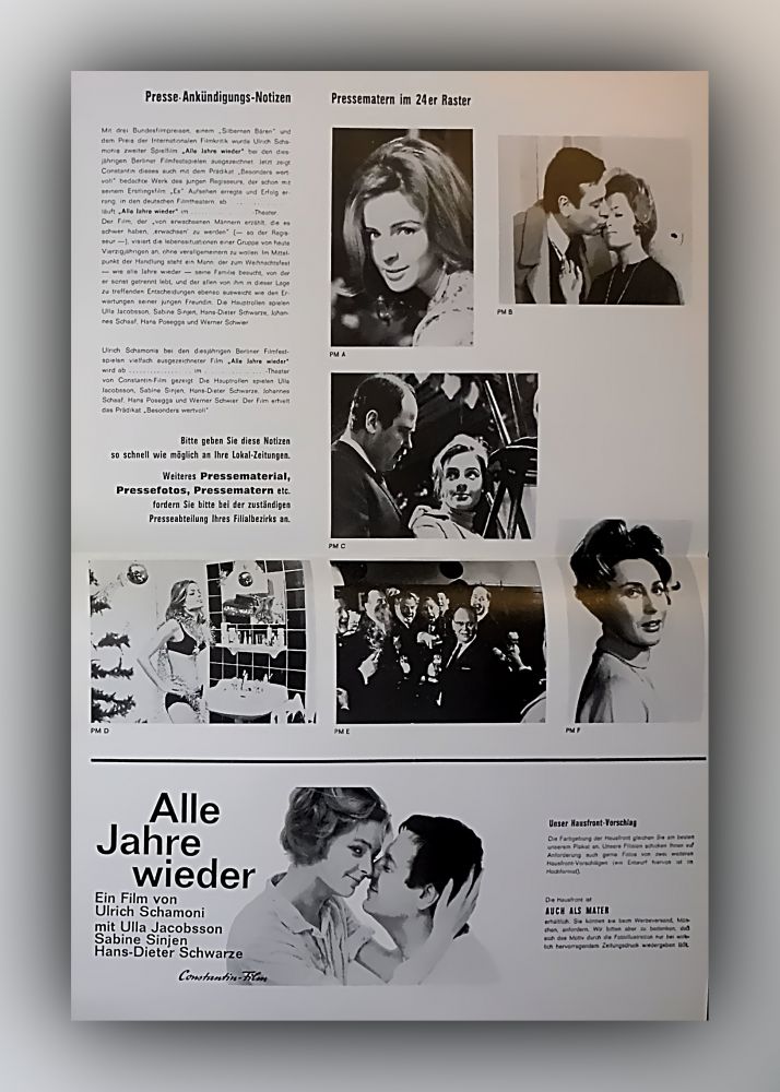 Filmplakat DIN A3 - Alle Jahre wieder (Sabine Sinjen Ulrich Schamoni) + Werbematerial