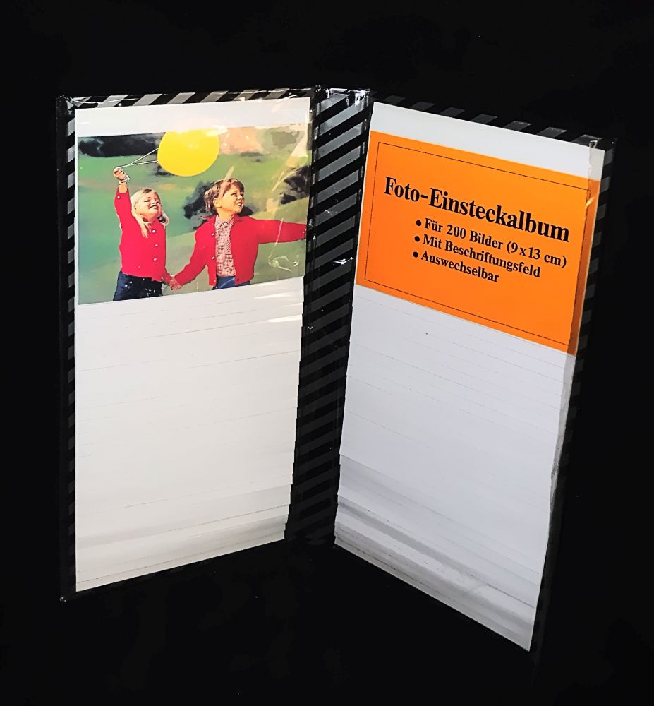 Einsteck-Fotoalbum für 200 Bilder 9 x 13 cm schwarz