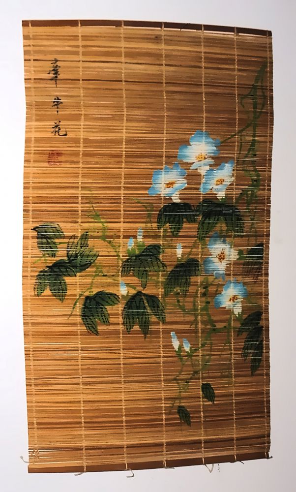 Kakejiku japanisches Rollbild blauweiße Blüten