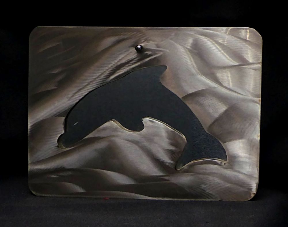 Edelstahl Delfin Spiegel 23 x 17 cm