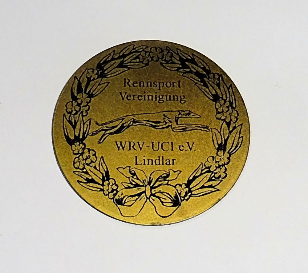 Plakette Rennsport Vereinigung WRV-UCI e. V. LIndlar - Stahl Ø 5 cm