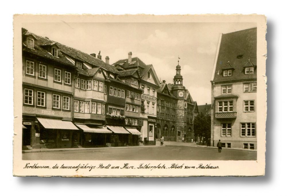 Lutherplatz - Blick zum Rathaus (Nordhausen) - Postkarte