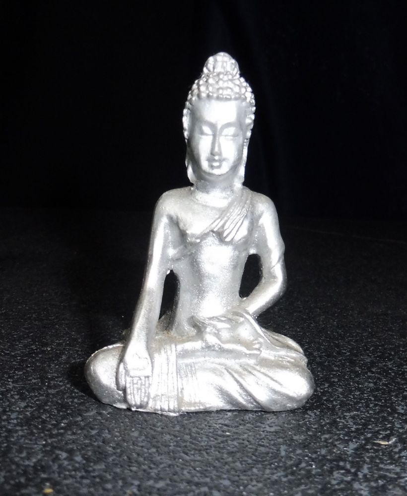 Buddha Figur im Lotussitz silbern 4 x 2,5 x 6 cm