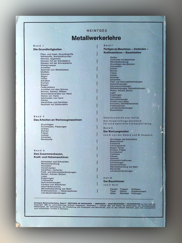 Karl Heintges - Metallwerkerlehre Band F Fertigen an Maschinen - Verbinden - Kraftmaschinen - Baueinheiten - Buch