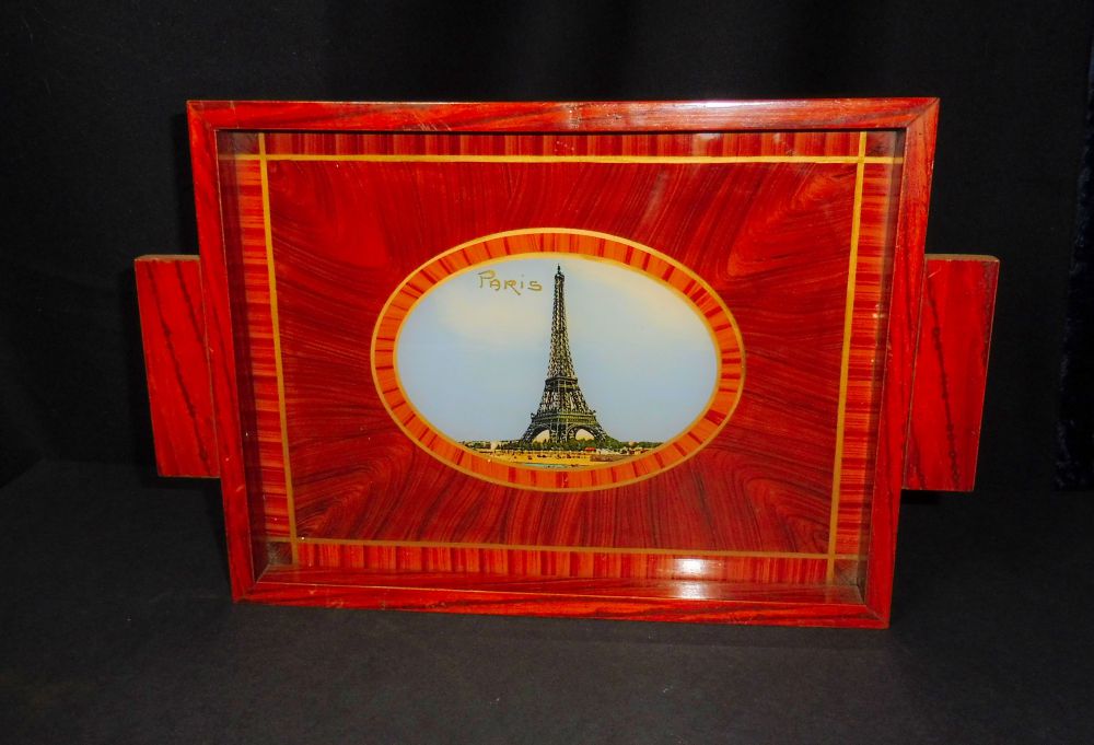 Holztablett mit Eiffelturm (Paris) innen 17 x 23 cm