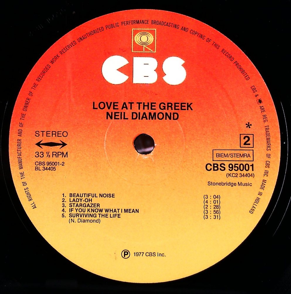 Neil Diamond - Love at the Greek - Recorded live at the Greek Theatre - Vinyl