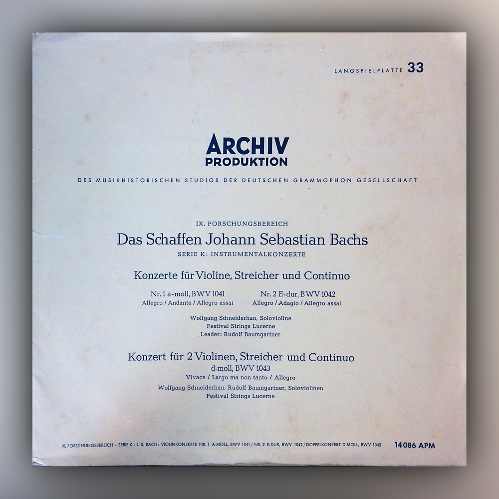 Johann Sebastian Bach - Konzerte Für Violine, Streicher und Continuo - Vinyl