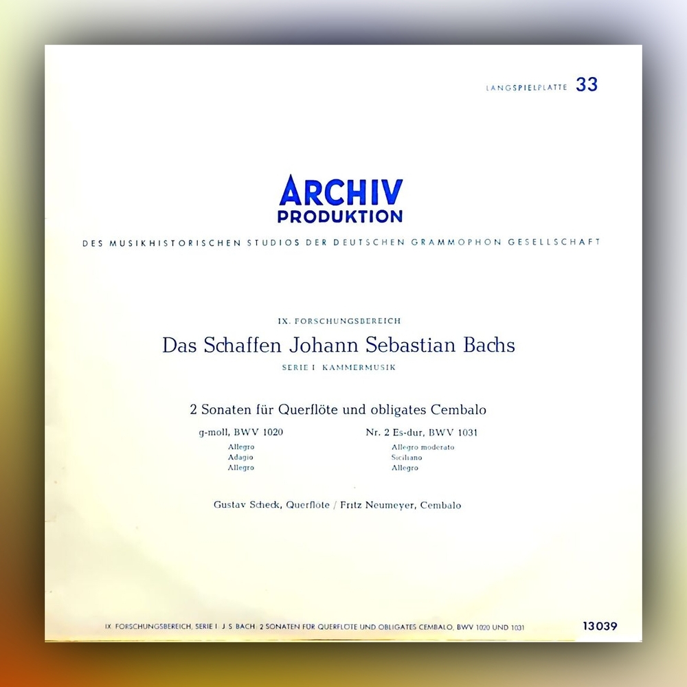 Johann Sebastian Bach - Sonate für Querflöte und obligates Cembalo - Vinyl